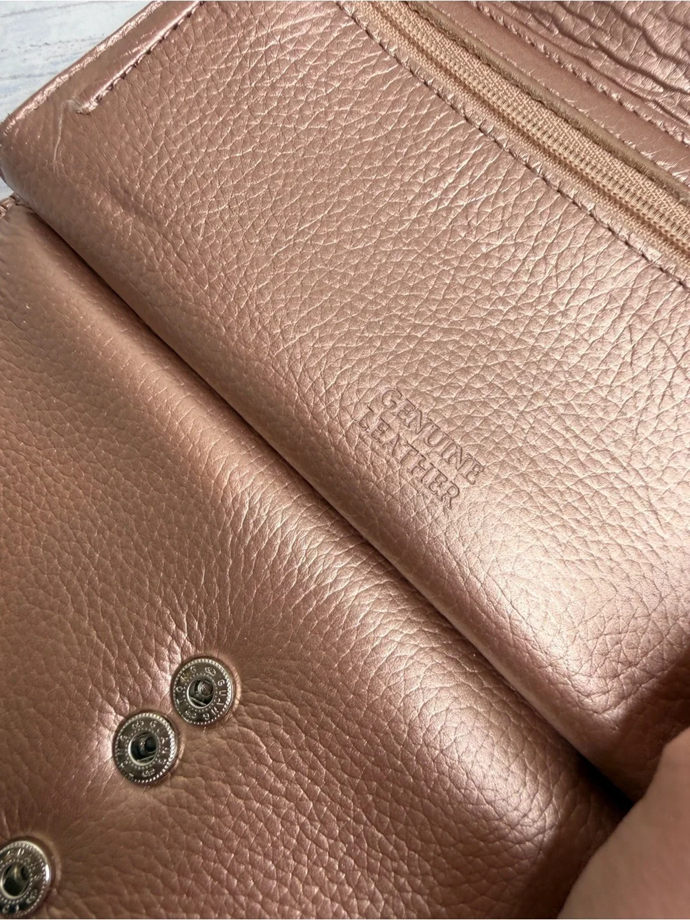GB Metallic Rose Gold Fold-Over Wallet